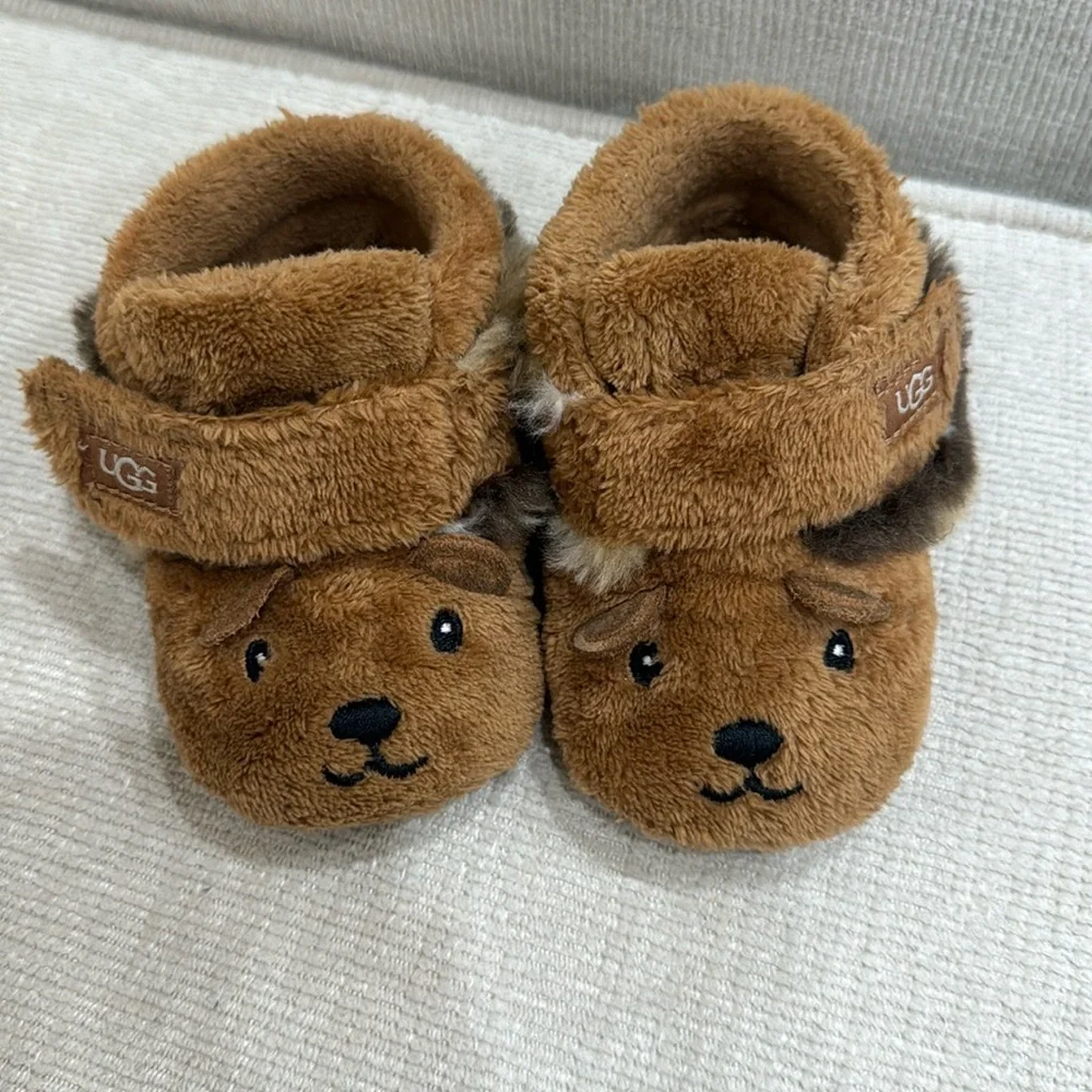 UGG Toddler Brown Bear Plush Booties